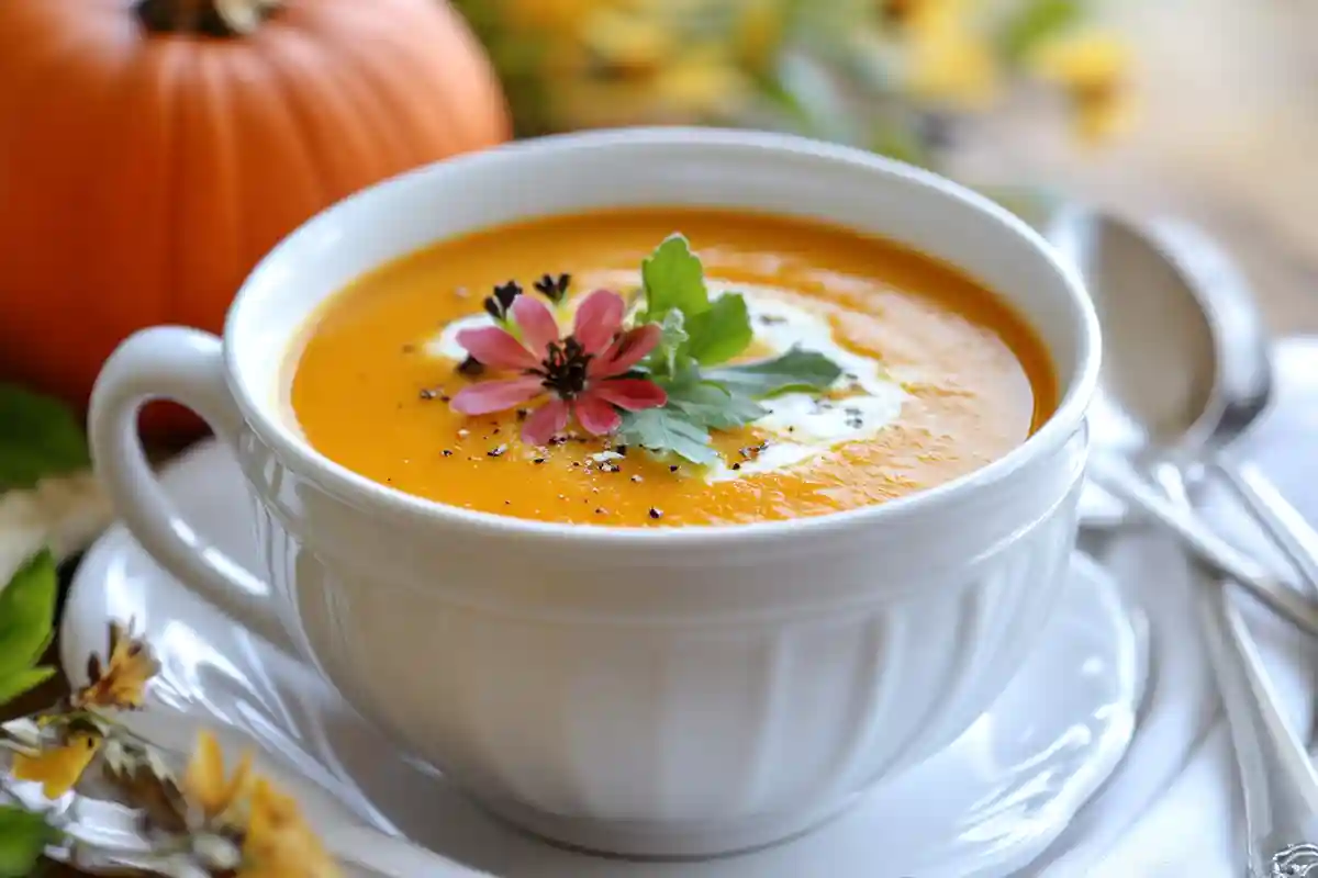 Pumpkin soup birthday starter