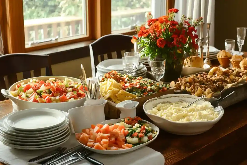 Casual dinner buffet setup