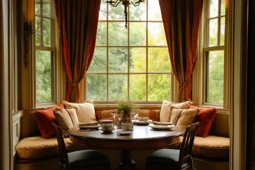 Elegant bay window breakfast nook