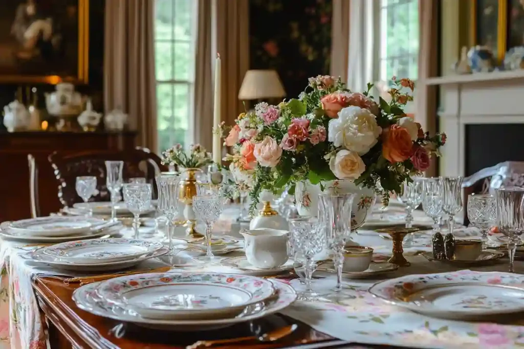 Fancy dinner table setup