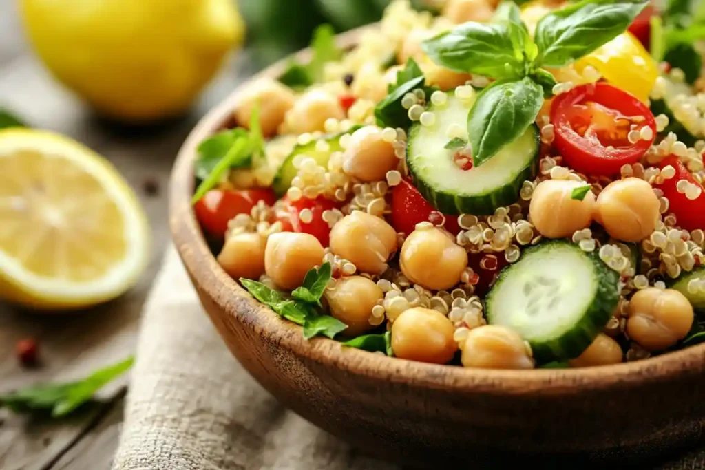 Quinoa salad with chickpeas and vegetables