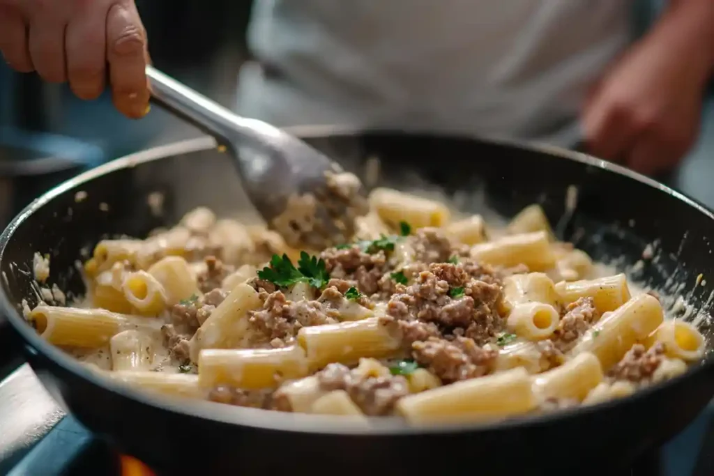 Cooking Rigatoni Alla Grassa