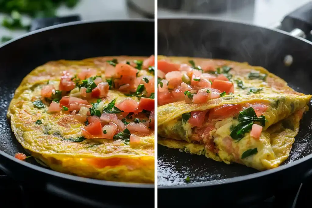 Cubano Omelette cooking process