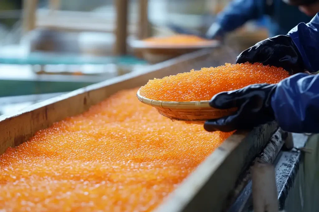 Harvesting flying fish roe