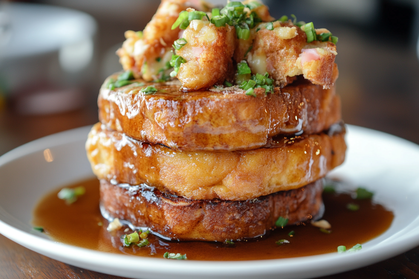 Hawaiian roll French toast stack