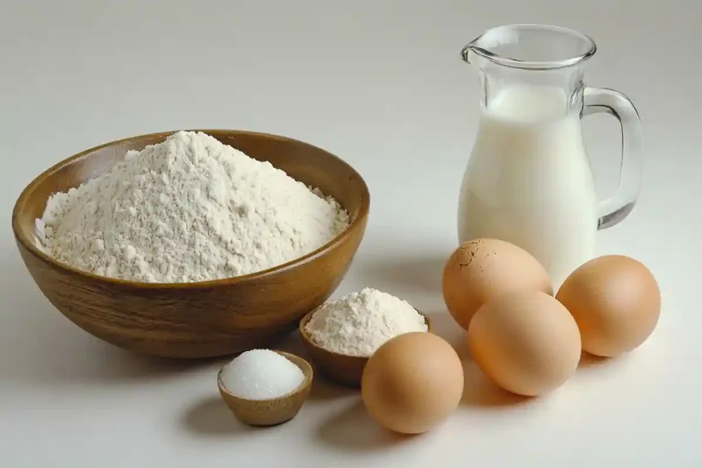 Ingredients for making pancakes