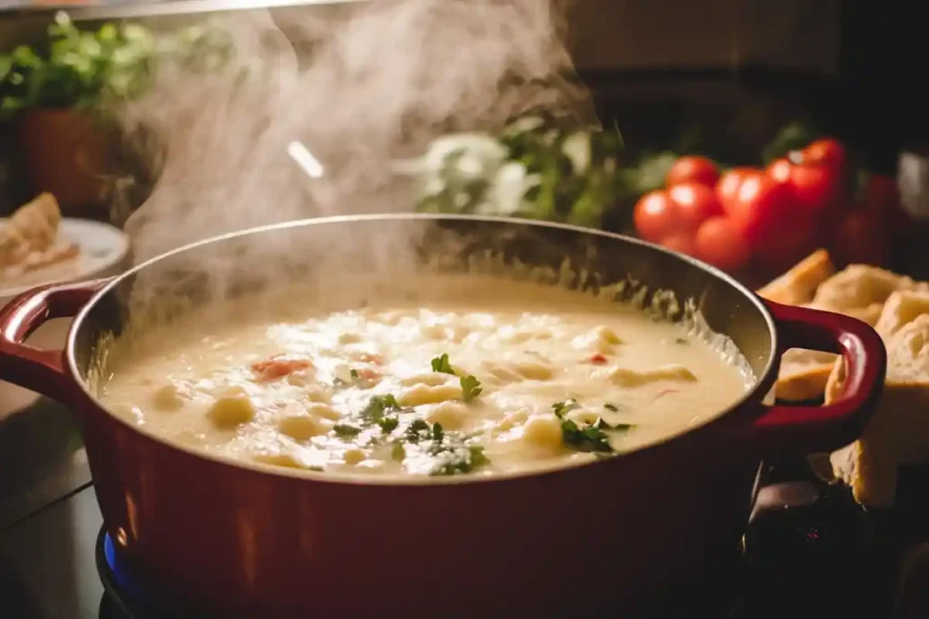 Gruyère fondue melting
