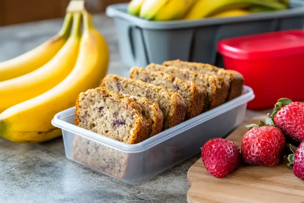 Packed banana bread for lunch