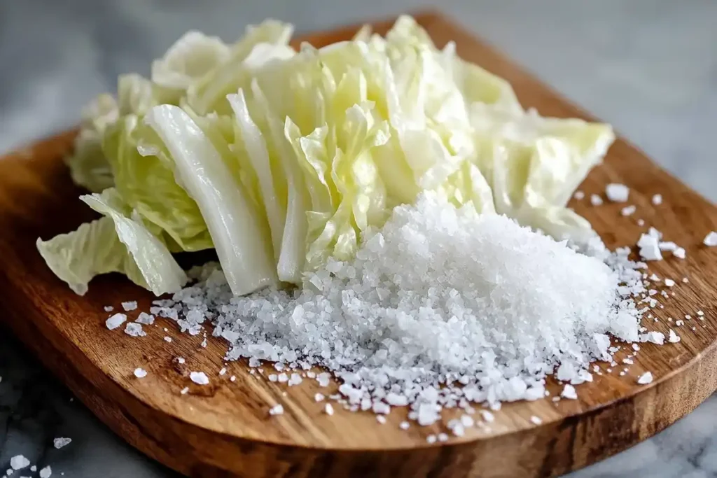 Cabbage and salt for sauerkraut