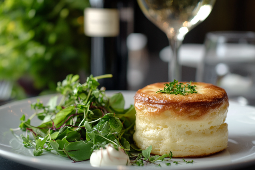 Served black pepper and parmesan soufflé