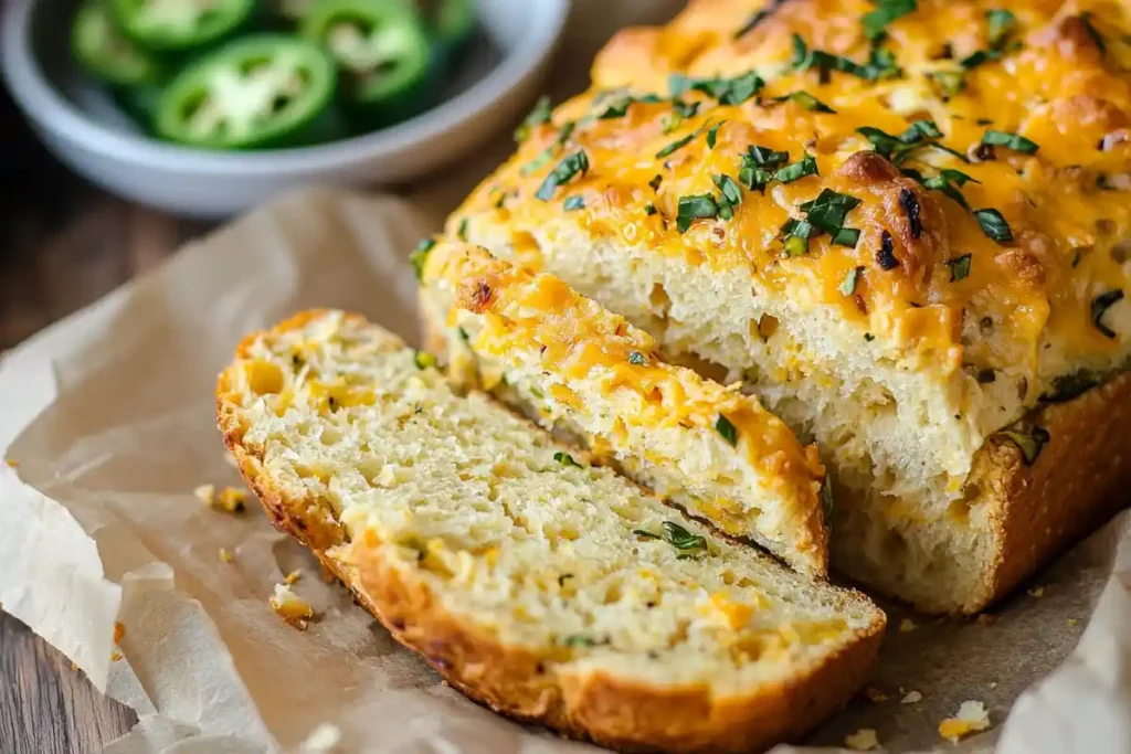 sliced vegan jalapeno cheddar bread