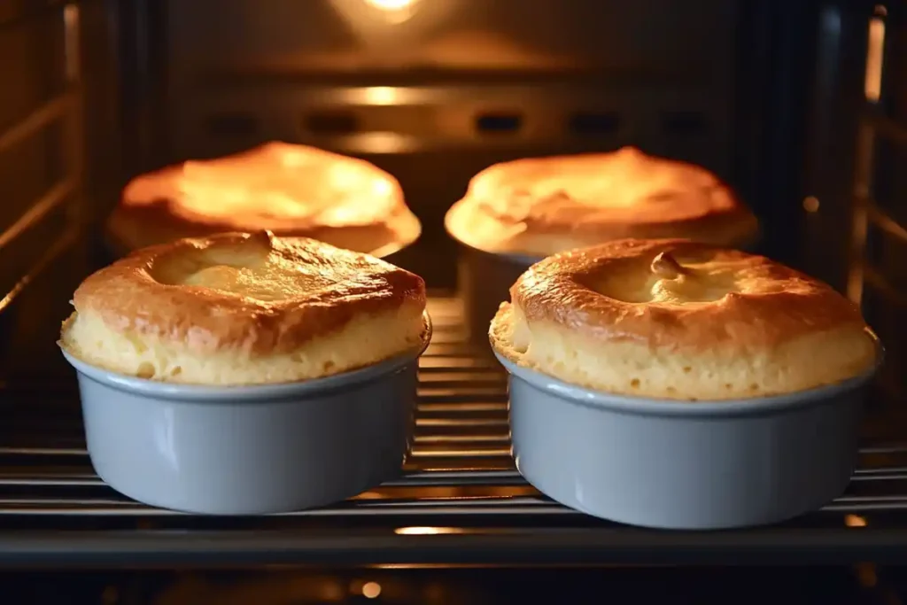 Soufflés baking in the oven