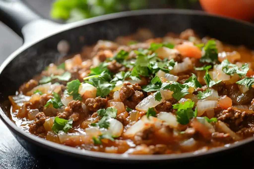 Sautéing ingredients for Taco Soup Frios