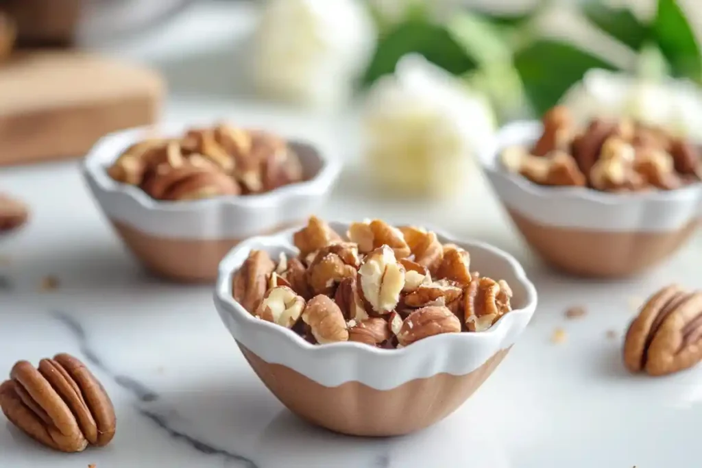 Freshly cracked pecans in a bowl