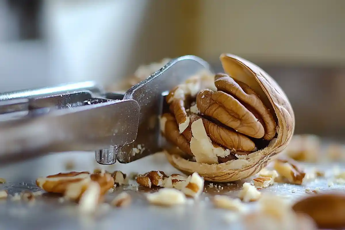 Pecan cracker breaking a pecan