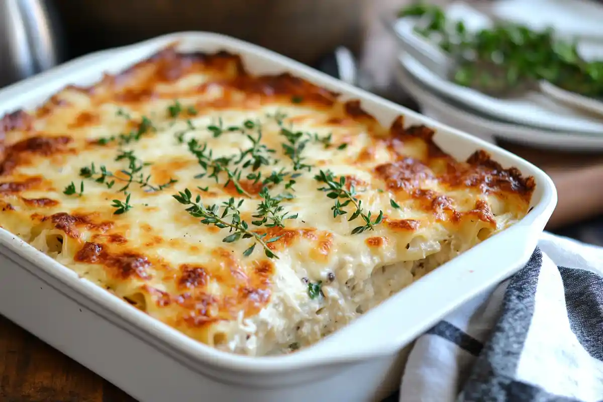 Butter bean lasagna fresh out of the oven