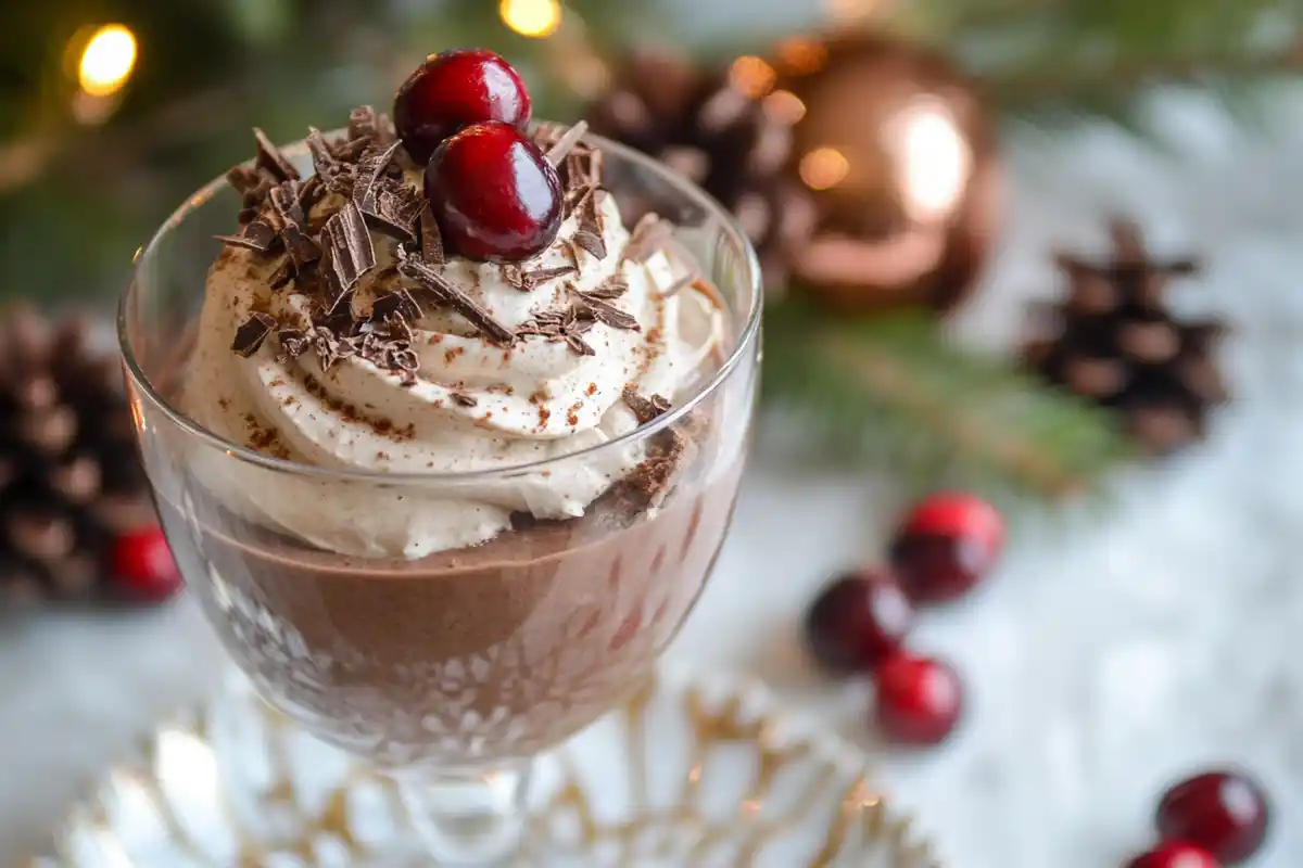 3-ingredient chocolate mousse served in an elegant glass