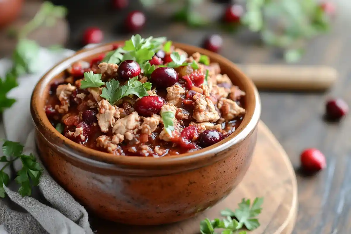 Turkey Cranberry Chili Recipe with sweet and savory flavors