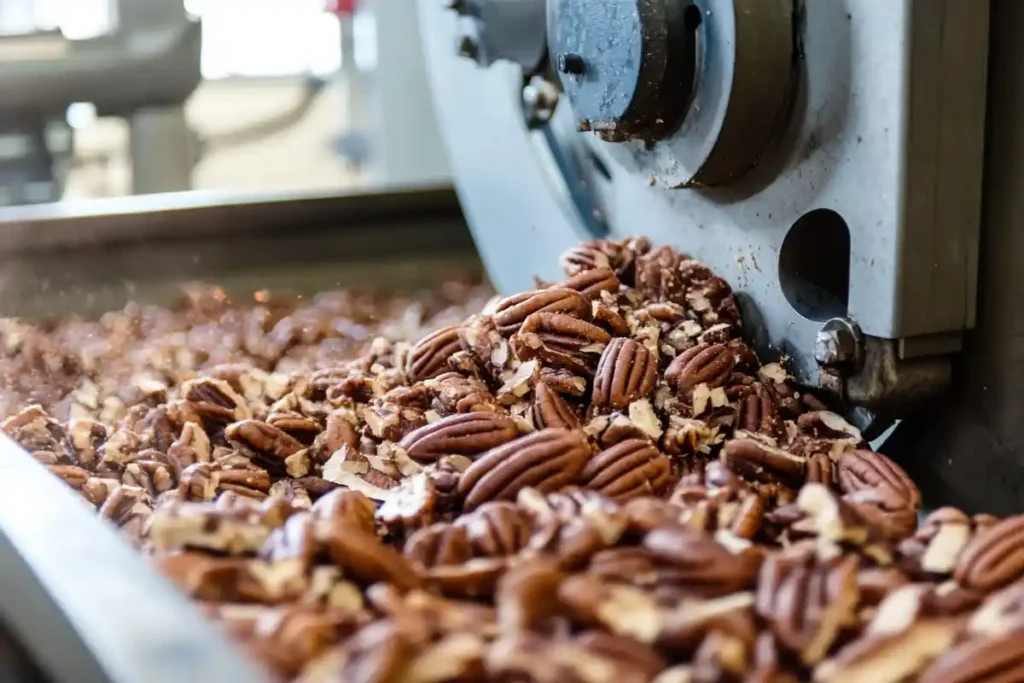 Electric pecan cracker processing pecans