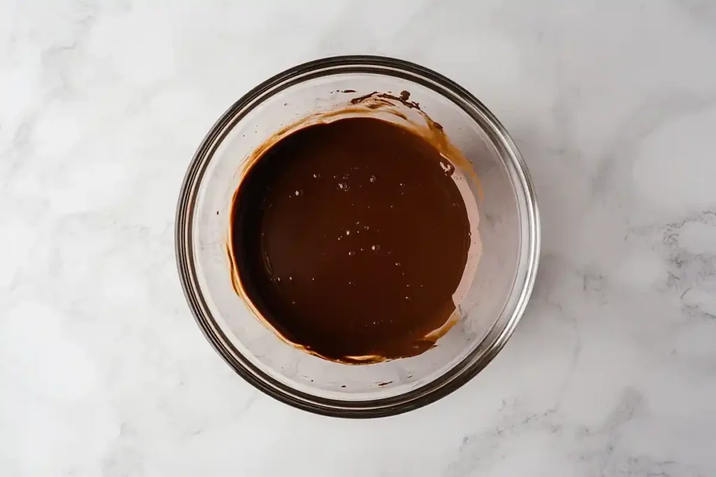 Melted chocolate for 3-ingredient chocolate mousse